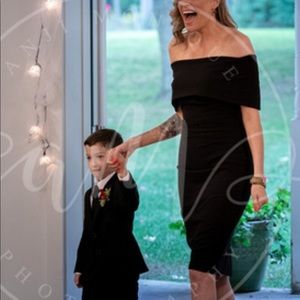 Vince Camuto black off the shoulder dress